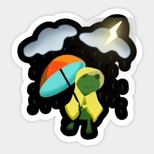 Frog in the rain Sticker